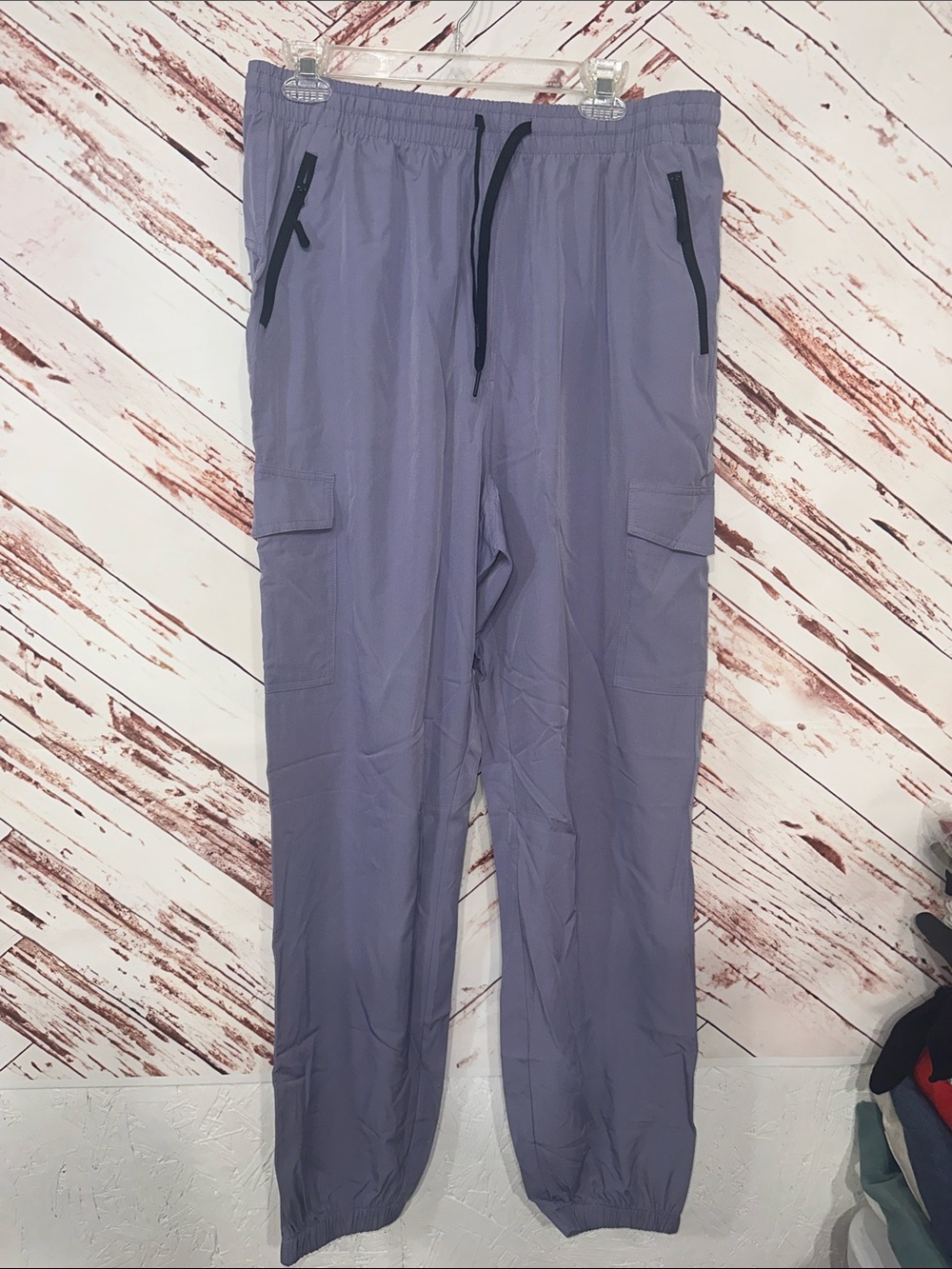 Nwt Women's Lavender Cargo Jogger Pants with Elastic Waist
